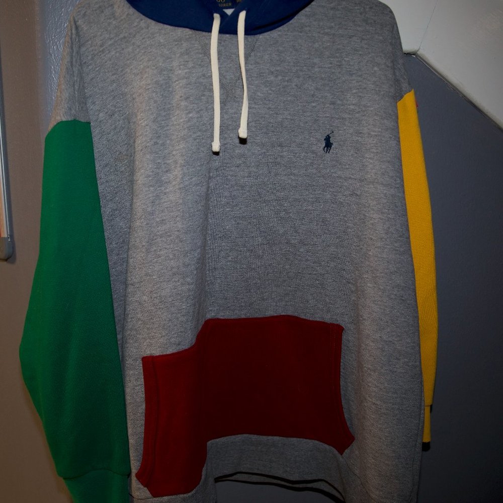 Mens Polo Ralph Lauren Logo Color-Block RL Fleece Hoodie Sweatshirt 3XL 3XB 3TG